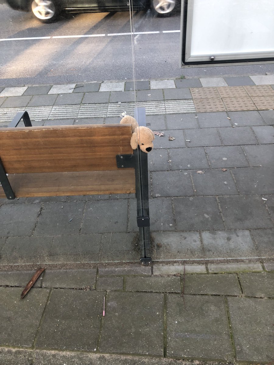 Mocht iemand een knuffeltje kwijt zijn, ligt droog in het bushokje bij weg door jonkerbosch in Nijmegen