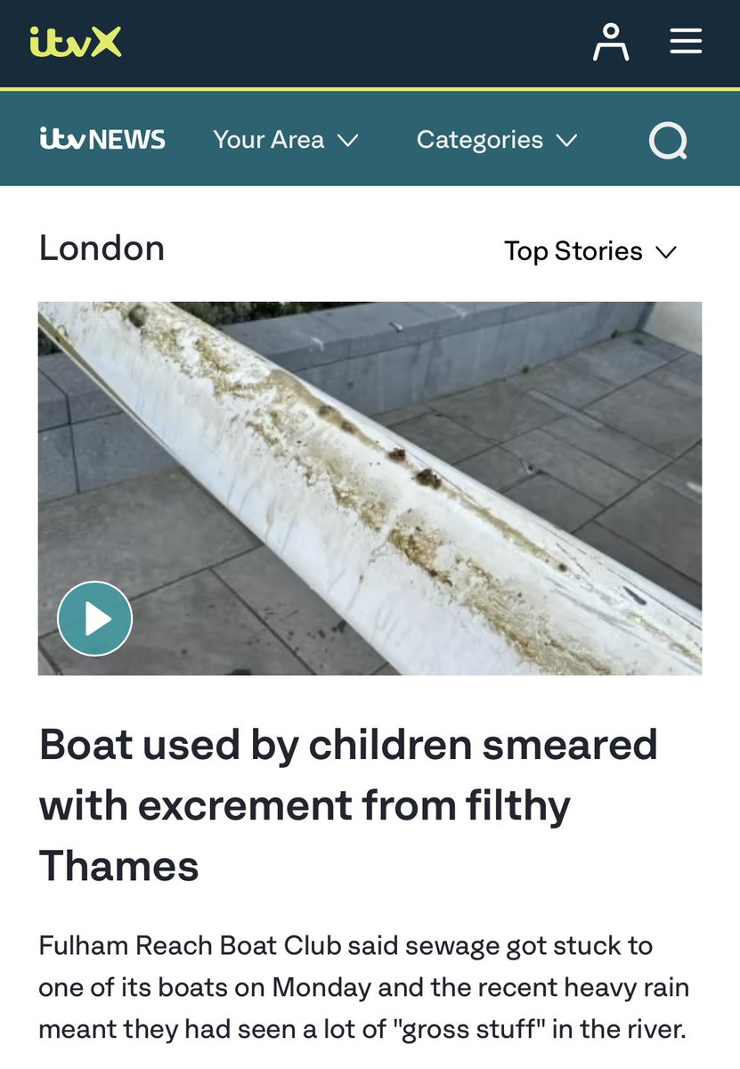 It’s unbelievable that in 2023 there is still raw sewage getting pumped into the Thames.

We were on <a href="/itvlondon/">ITV London</a> news last night to show what it’s really like.

Now is <a href="/thameswater/">Thames Water 💧</a> able to clean it up?

itv.com/news/london