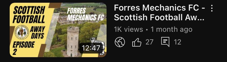 Wow, 1000 view on our <a href="/TheCansOfficial/">Forres Mechanics F.C.</a> <a href="/themightycans/">Forres Mechanics Supporters</a> mini-doc, as a boy who became a man in this town I can’t thank you enough for watching my wee video showing off the mighty cans.

Means the world, cheers 🥃 

youtu.be/PlA769EmZ7I

<a href="/HighlandLW/">Highland League Weekly</a> <a href="/LeagueHighland/">Scottish Highland Football League</a>