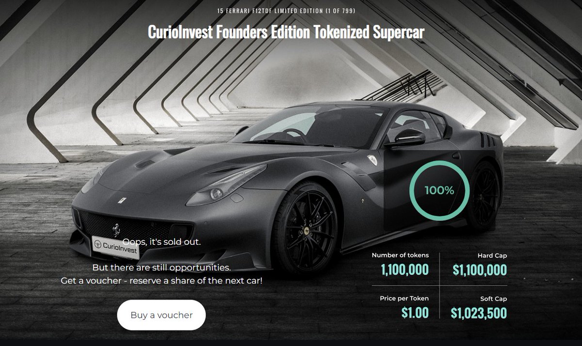 ZenRacc00n's tweet photo. In case you missed it 👀
$CGT already tokenized a Ferrari and sold out 🔥
@curio_invest is also on the Binance Report 🚀 https://t.co/lJ8bMZtkOb