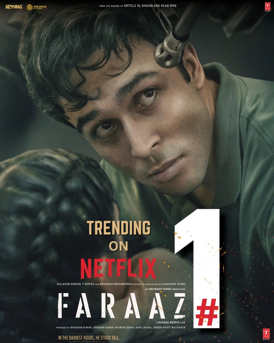 Faith! Audience members are won over by #Faraaz's bravery and sincerity. Top 1 trending on Netflix india  💫

@mehtahansal @anubhavsinha #BhushanKumar #krishankumar #sahilsaigal @sakshib8 @mazahirm #Dhrubdubey 
#Sagarshirgaonkar