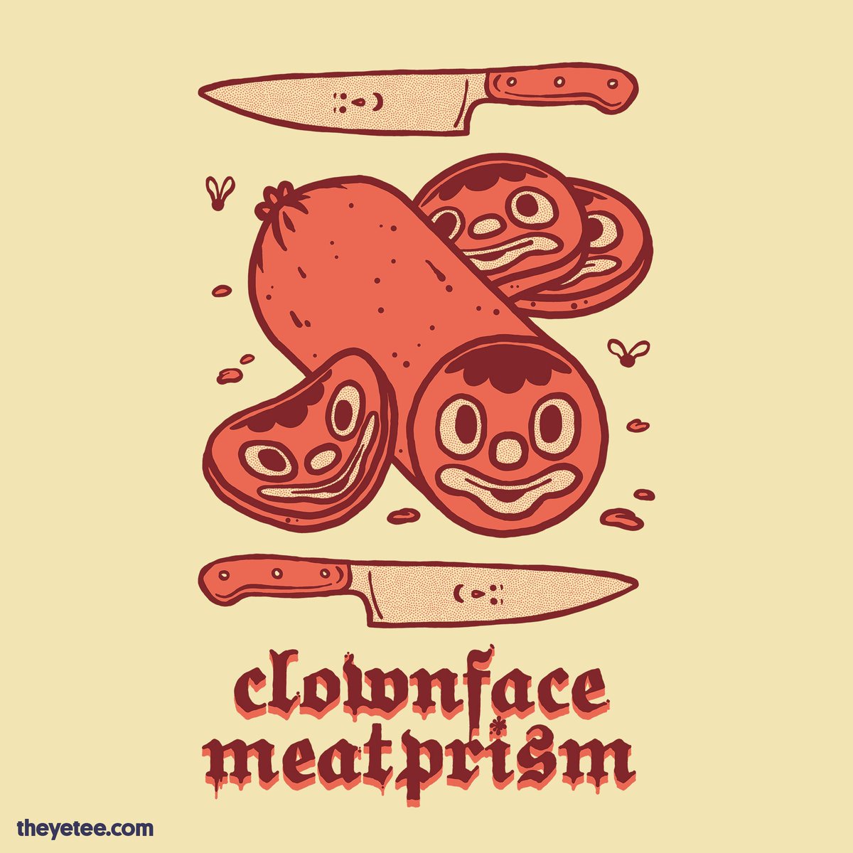 Cooooouk's tweet image. I warned you! Billy the Meatclown is here and he&apos;s got that look in his eyes. You can grab this design as a screen printed t shirt at theyetee.com today only! Honk honk 🤡 
#screenprinted #billytheclown #processedfood #illustration #ipadproart #coolshirt #coldcuts