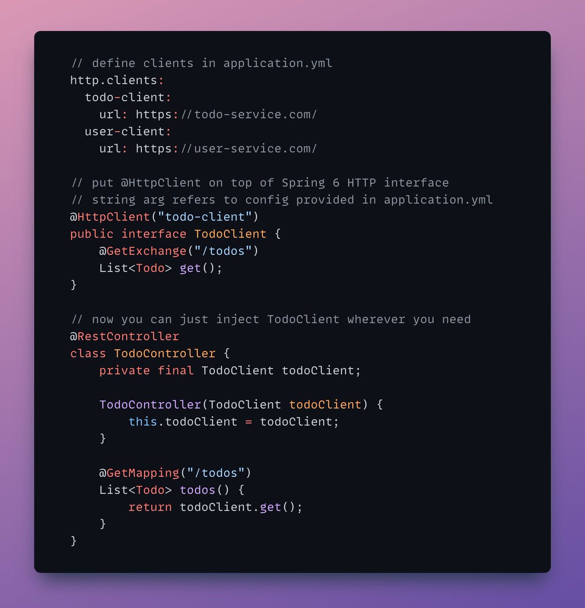maciejwalkowiak's tweet photo. 📢 Spring Boot HTTP Clients 0.1.0 released 🎉

Small library that simplifies creating http clients based on Spring 6 HTTP interfaces

👉 https://t.co/lJyImlWHC8 https://t.co/i7TDAyyXpc