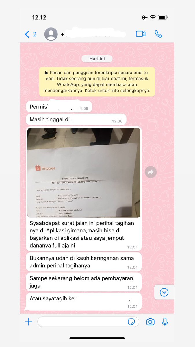 work! ada yang pernah dapet wa gini dari shope3 ga? sebelumnya aku kerja, tapi berenti trs sekarang belum dapet kerjaan lagi. jadi belum bisa bayar ciciIan spayletter,takut bangett😭