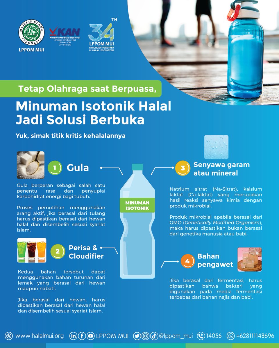 lppom_mui's tweet photo. #sobatlppom, yuk kita tetap berolahraga meskipun sedang berpuasa, nah tuk mengganti cairannya minuman isotonik halal bisa jadi solusi berbuka, https://t.co/MvzkZSpcMQ
.
#puasa #news #info #kesehatan #sertifikasihalal #lph #lppommui #isotonik #olahraga #update #kamuharustau #tips https://t.co/s0sUCnGc4M
