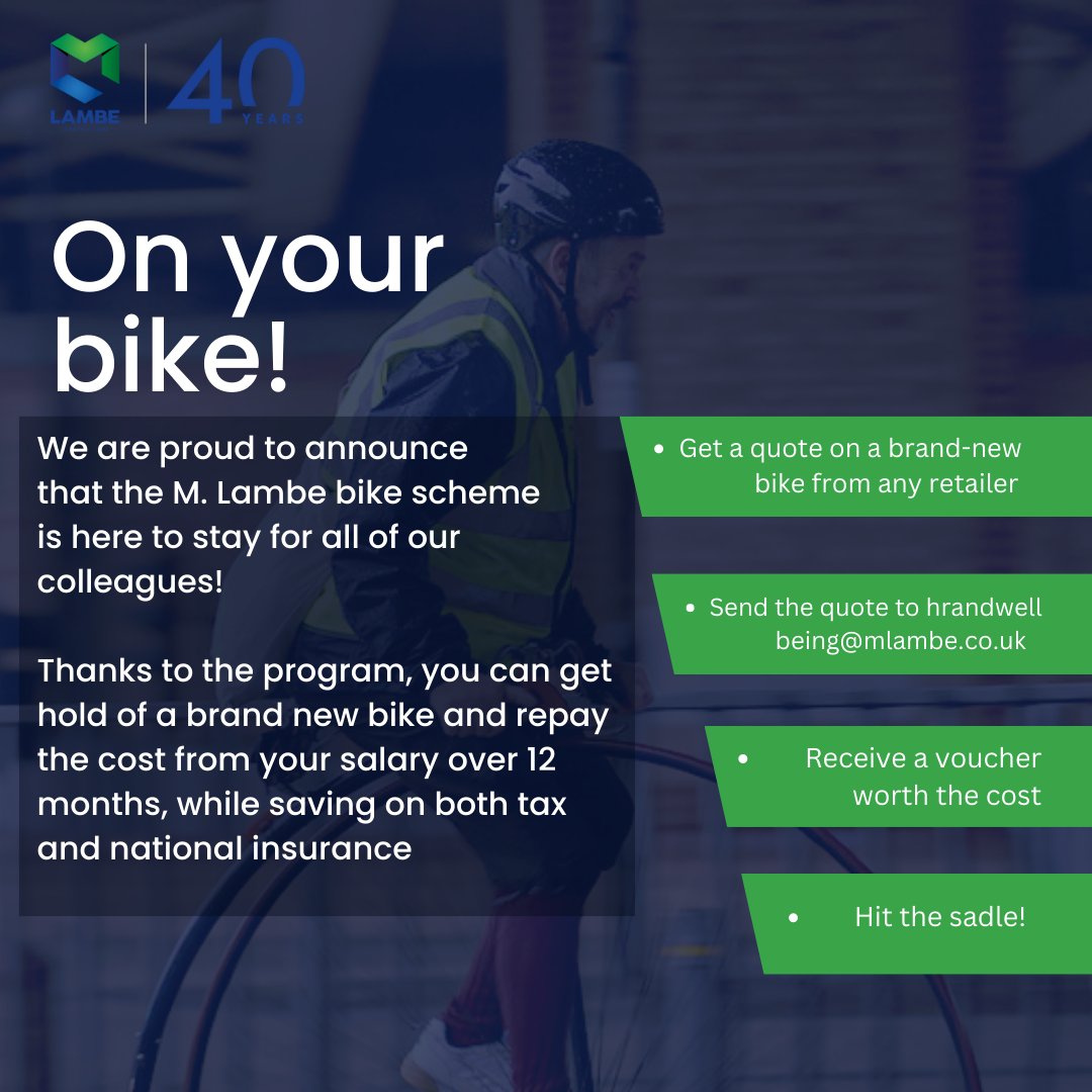 Following a wildly successful trial run, M. Lambe Construction is pleased to announce that the company’s cycle-to-work scheme is here to stay🚴‍♀️
