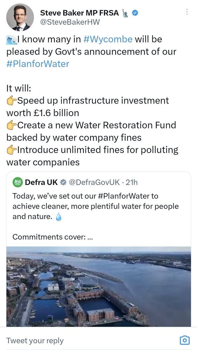 Less than 12 months ago, Steve Baker voted in favour of allowing water companies to dump sewage into our rivers and coastlines for years to come.

Looks like Steve has conveniently forgotten that fact.

Steve, your voting record stinks.

#PlanforWater
#sewage #TorySewageParty