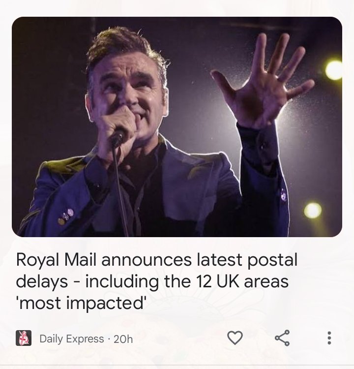 Looks like Royal Mail is using Morrissey to deliver the bad news 😕