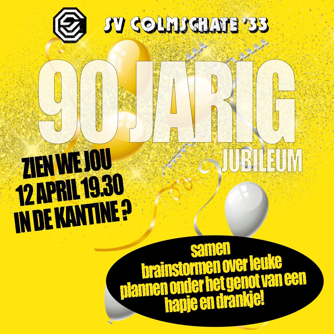 svColmschate33's tweet photo. In augustus vieren we ons 90 jarig bestaan. Dat kunnen en willen we niet onopgemerkt voorbij laten gaan. Wij willen samen brainstormen over een invulling van een mooi programma. Een programma voor iedereen. Zien wij jou ook op 12 april om 19.30 in de kantine. Iedereen is welkom. https://t.co/DCNEbXEkaQ