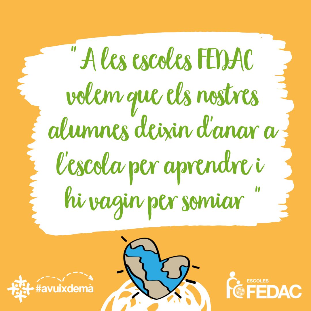 A les #escolesFEDAC treballem constantment per fer realitat el projecte educatiu #avuixdemà. Us presentem algunes de les #reflexions que ens conviden a aturar-nos i a posar en valor el nostre propòsit compartit.
#passióxeducar
#EscolesAutèntiquesxPersonesÚniques 💚💙