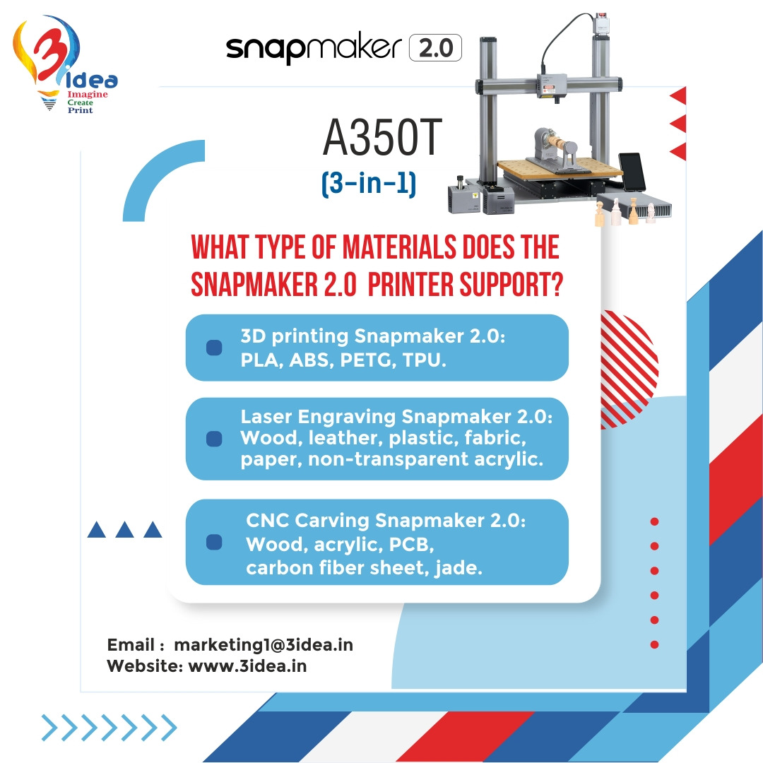 3ideatechnology's tweet image. Q. What type of materials does the Snapmaker 2.0  printer support?

#snapmaker #snapmakeroriginal #snapmaker2 #carving #CNC #etching #laserengraving #cutting #3d #3dprinter #3dprinting #3dprint #3dprinted #3dmodel #3dprints #3dprinters #pla #filament #3design #3dmodeling