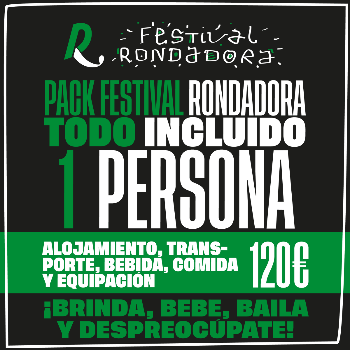 📢 Acabamos de lanzar el PACK TODO INCLUIDO para que vengas al #FestivalRondadora con la furgoneta o con la tienda de campaña. 
➡️ Son limitados: tienda.cervezarondadora.com/categoria-prod…

Te alojas, brindas, bailas, comes y disfrutas del #FestivalRondadora23 💚.