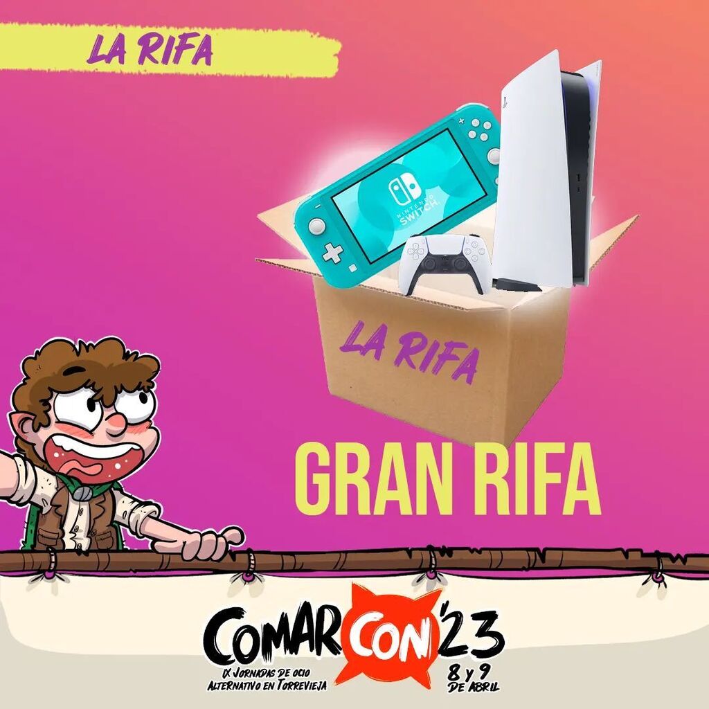 lacomarcon's tweet photo. Y algo que no puede faltar en cada #comarcon nuestra gran rifa de regalos. 

Participa en ella y podrás llevarte una PS5, una Nintendo Switch o un casco de Darth Vader!

No te lo pierdas el Domingo a las 20h

#lacomarcon #comarcon23 #torrevieja #ocioalte… https://t.co/MlUF242KFG https://t.co/pvYwXA3qFb