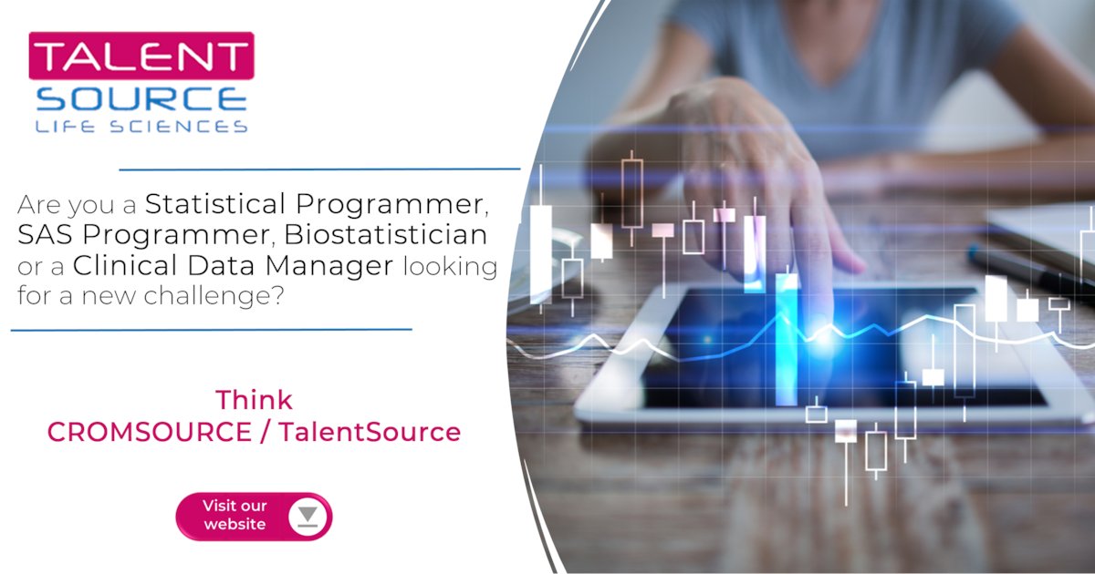 TalentSourceLS's tweet image. Are you a Statistical Programmer, SAS Programmer, Statistician, Biostatistician or a Clinical Data Manager looking for a new challenge? There&apos;s never been a better time to find a new job!

lnkd.in/ed3seQ7

#StatisticalProgrammer #SASProgrammer #Statistician #jobs #careers