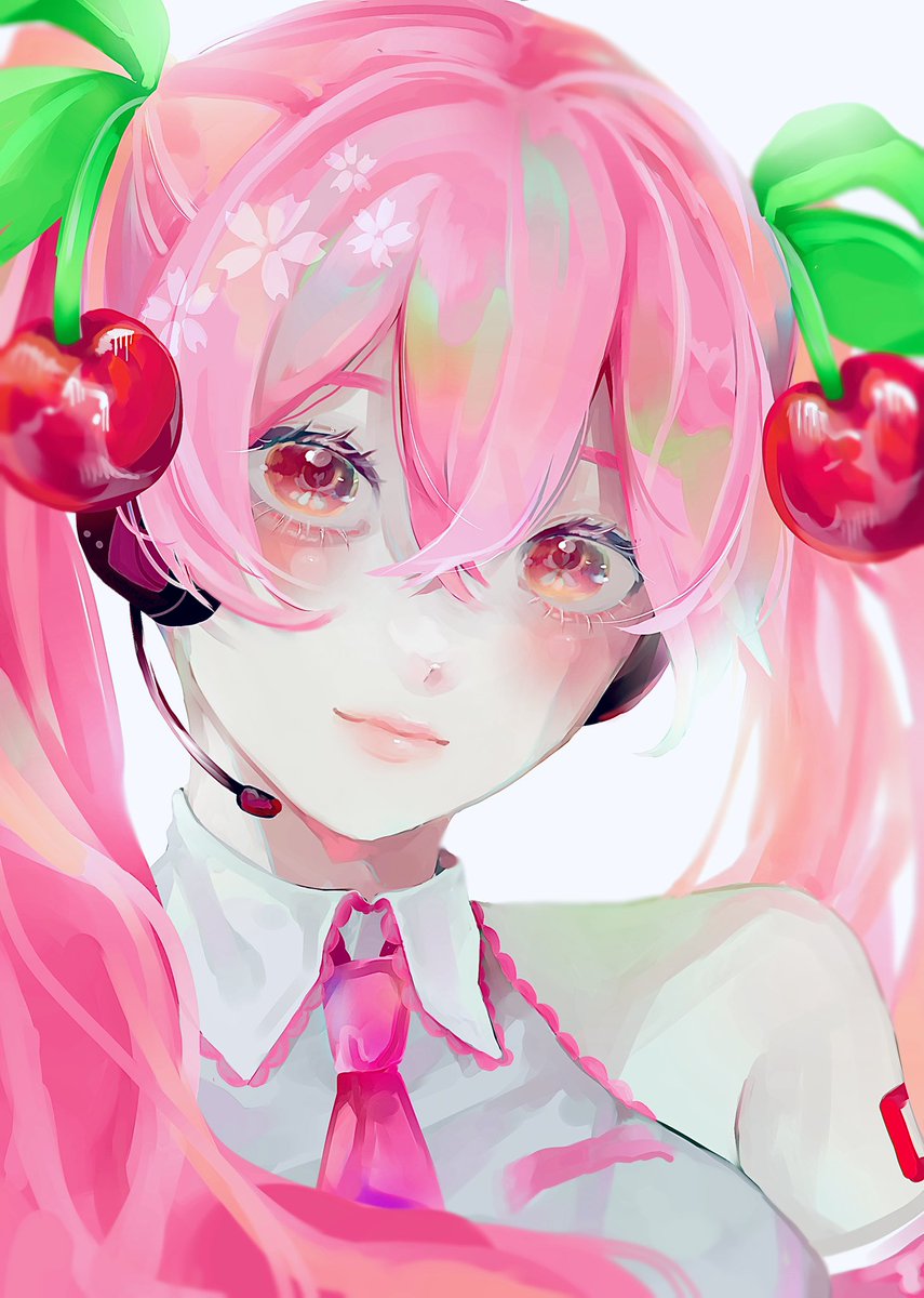 初音ミク ,桜ミク 「再掲! #桜ミク  #イラスト 」|おはにゃのイラスト