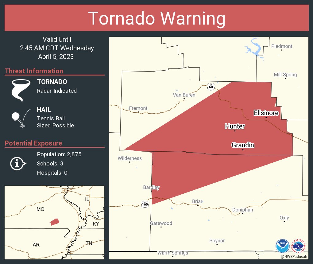 NWS Tornado on Twitter "Tornado Warning continues for Ellsinore MO