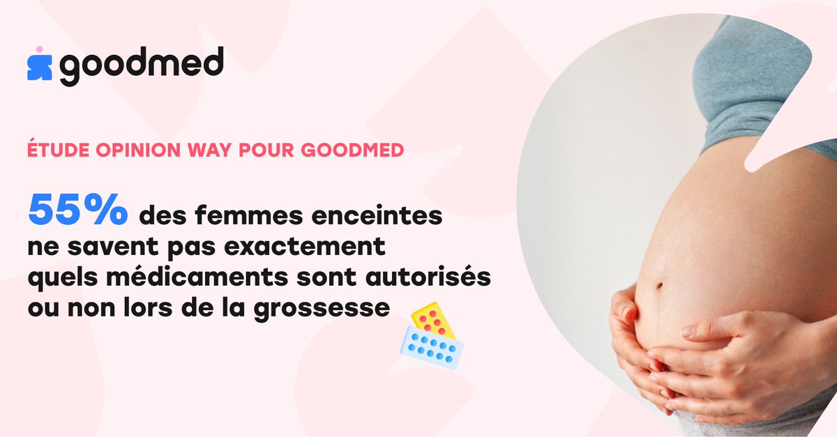 Une femme sur deux ayant été #enceinte récemment ne sait pas exactement quels #médicaments sont autorisés ou non lors de la #grossesse. C’est ce que révèle une étude <a href="/opinionway/">OpinionWay</a> réalisée pour Goodmed ! Pour en savoir plus, c’est par ici : bit.ly/40Jm0lO