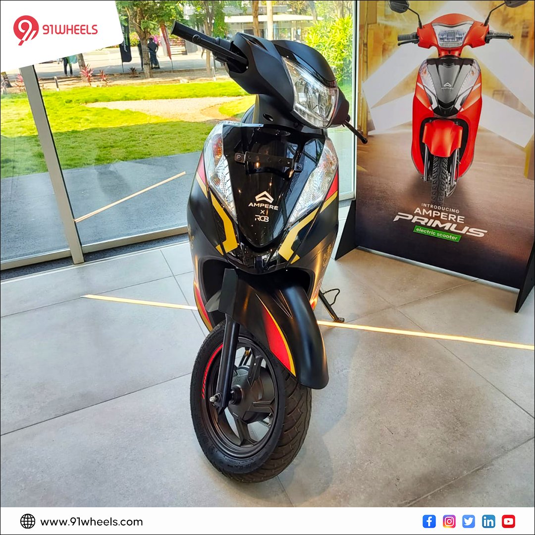 91wheels's tweet photo. .@ampere_ev has recently launched the RCB-themed Primus e-scooter to cash in on IPL Fever. Our team is in Tamil Nadu to test the electric scooters! Take a closer look!
Stay Tuned!

#ampereev #electricscooters #electricvehicles #RCB #IPL2023 #rcbedition #automobile #91wheels https://t.co/B5Kbzzqnw2