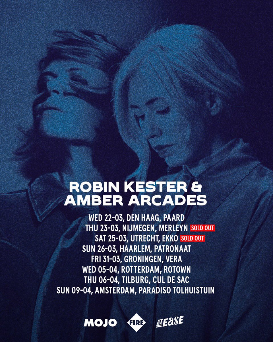 AT EASE β’ Adriaan Pels (@atease) on Twitter photo Nog drie shows, maar wel met een ticket alert. De double bill van <a href="/robinkester_/">Robin Kester</a> en <a href="/AmberArcades/">π¬ππππ π¬ππππππ</a>; vanavond Rotown Rotterdam, morgen Cul de Sac Tilburg en zondag de allerlaatste in Paradiso Tolhuistuin Amsterdam Nog drie shows, maar wel met een ticket alert. De double bill van <a href="/robinkester_/">Robin Kester</a> en <a href="/AmberArcades/">π¬ππππ π¬ππππππ</a>; vanavond Rotown Rotterdam, morgen Cul de Sac Tilburg en zondag de allerlaatste in Paradiso Tolhuistuin Amsterdam
