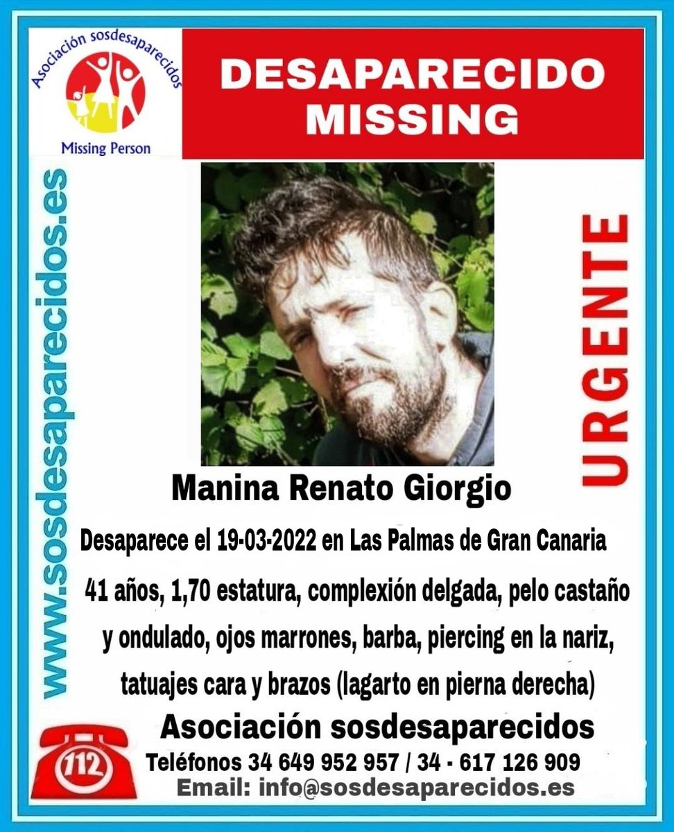 🆘 DESAPARECIDO
Actualización de alerta 
#desaparecido #sosdesaparecidos #Missing #España #LasPalmas #GranCanaria
Fuente: sosdesaparecidos
