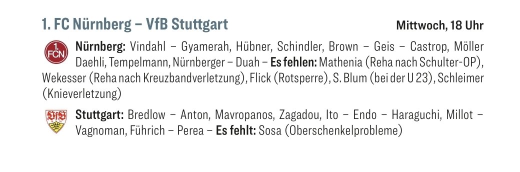 2_Steffen's tweet image. 🚀 DFB-POKAL-VIERTELFINALE! 🚀

Sehen wir heute fast Debüt von Jannes #Horn als Linksverteidiger - oder bekommt Nene #Brown weiter das Vertrauen? Und schafft es #Geis den Held der vorherigen Runde, Florian #Flick, adäquat zu ersetzen? 

#FCN #FCNVfB #DFBPokal (BILD/NZ/kicker)