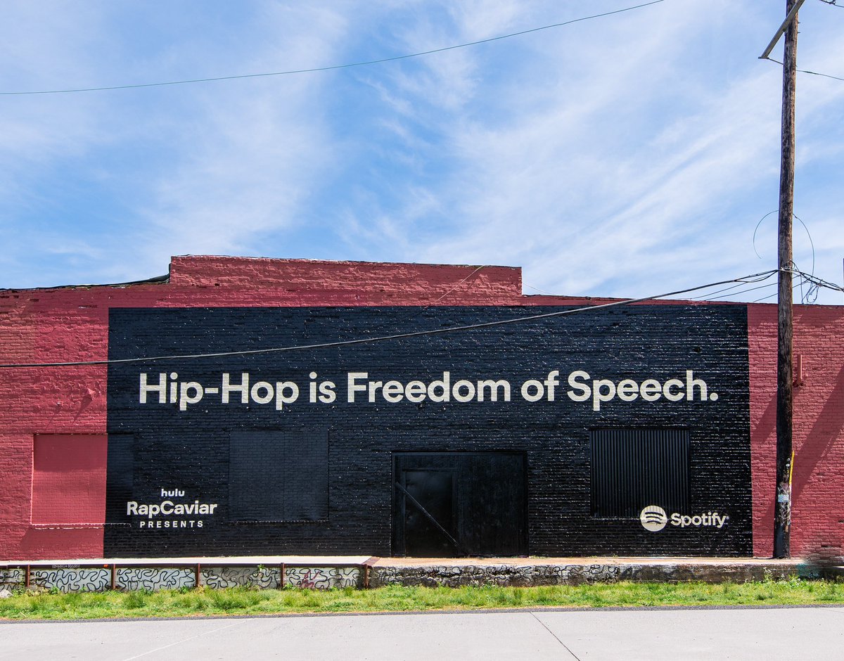 Hip-Hop is freedom of speech 🗣️ As a nod to the Rhyme and Punishment episode of the #RapCaviarPresents docuseries on @hulu, we launched a mural in Atlanta to address the unfair criminalization of hip-hop. If you’re in Atlanta, stop by our mural & drop your thoughts on the episode