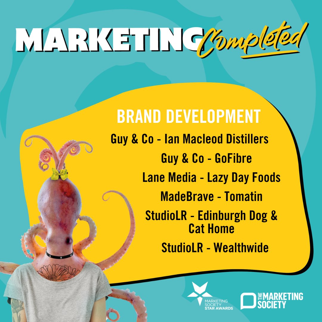 💫 BRAND DEVELOPMENT shortlist: <a href="/guyandcoagency/">Guy & Co</a> - <a href="/IanMacleodEU/">Ian Macleod Distillers Europe</a> / <a href="/guyandcoagency/">Guy & Co</a> - <a href="/GoFibre_UK/">GoFibre</a> / Lane Media (<a href="/thelaneagency/">Lane - a Certified B Corp</a>) - <a href="/LazyDayFoodsLtd/">Lazy Day Foods</a> / <a href="/MadeBrave/">MadeBrave</a> - <a href="/Tomatin1897/">Tomatin Whisky</a> / <a href="/StudioLR/">StudioLR ... standout brands & campaigns</a> - <a href="/EdinDogCatHome/">Edinburgh Dog and Cat Home</a> / <a href="/StudioLR/">StudioLR ... standout brands & campaigns</a> - Wealthwide