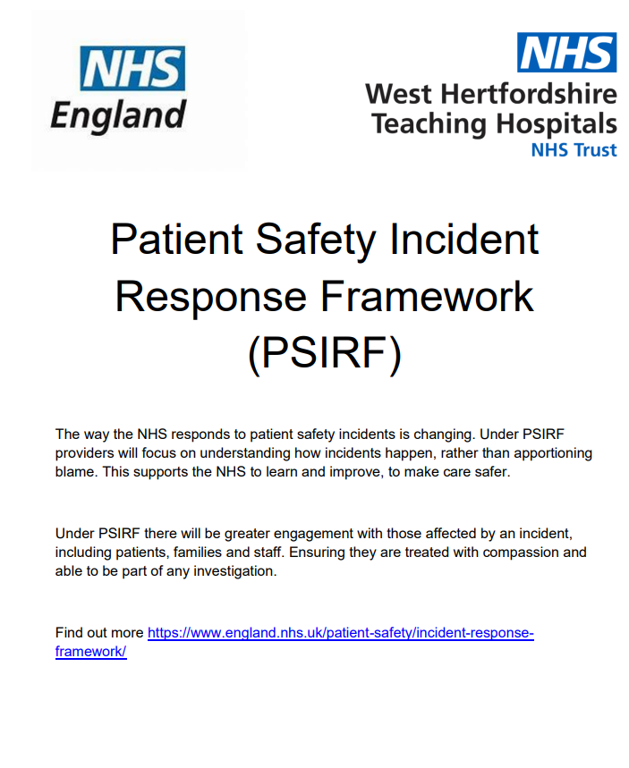 📢Have you heard? 📢
#PSIRF is coming to #teamwestherts
Our teams are hard at work to make the transition from the #SIframework to #PSIRF a reality. Watch this space...🏥 #NHSEngland