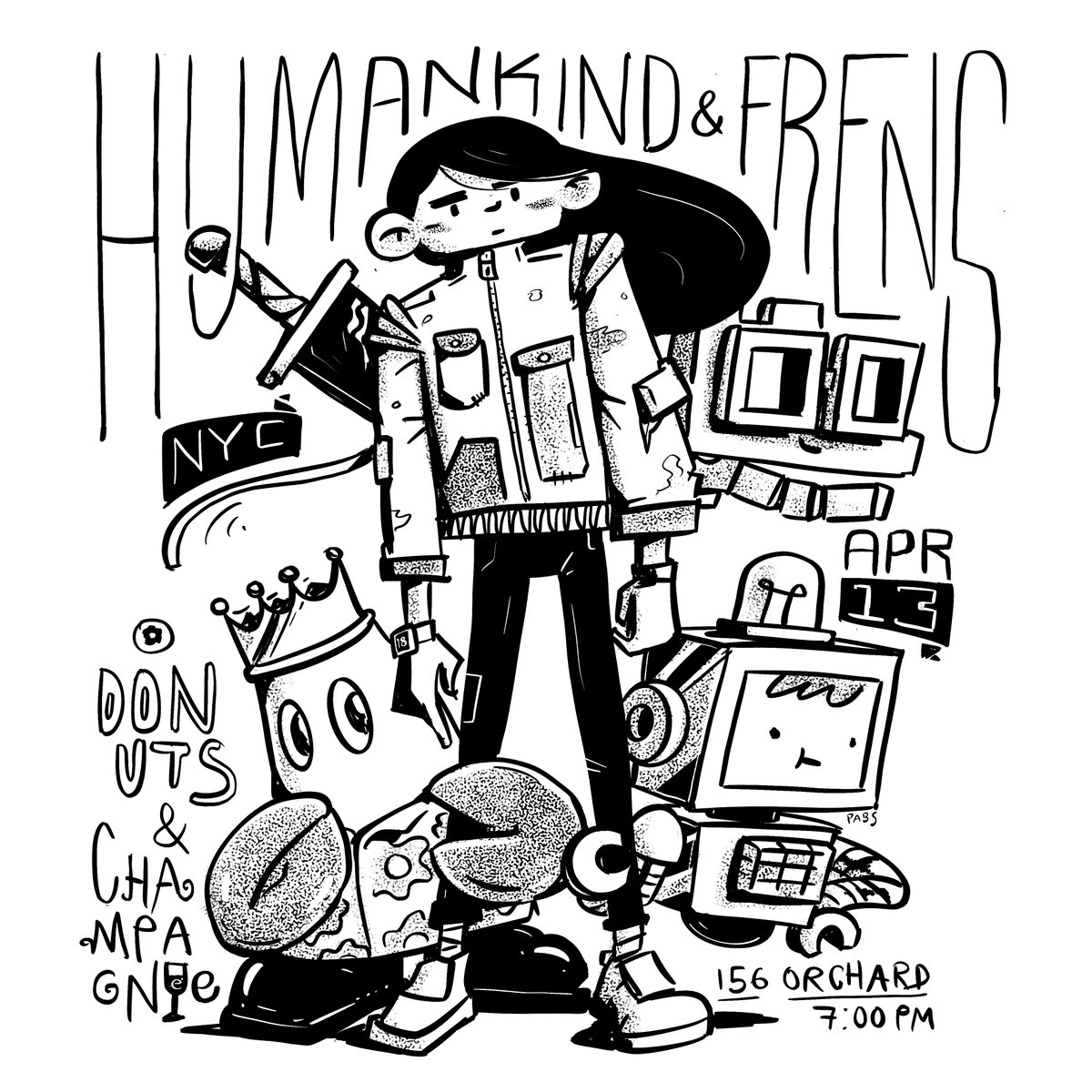 We're having a Donuts &amp; Champagne Party on April 13th, hosted by Bueno and Humankind in NY. with our frens Lobstars, Nouns, Robotos, Nounies, and others! 🥂🍩 

Everyone is welcome!

156 Orchard, NY
Thu, April 13th, 7:00 pm
BYOB if u want