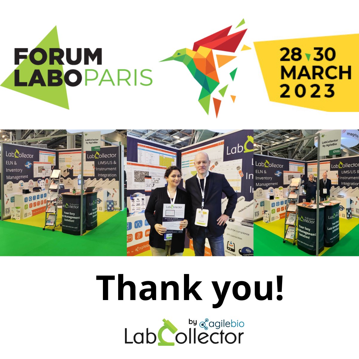 agilebio's tweet image. Thank you to everyone who visited us at ForumLabo Paris 2023!
It was a pleasure to meet so many passionate people in the industry and to share our latest developments with you.
How it was: buff.ly/40LqYPg
#ForumLaboParis2023 #LabCollector #LIMS #Exhibition