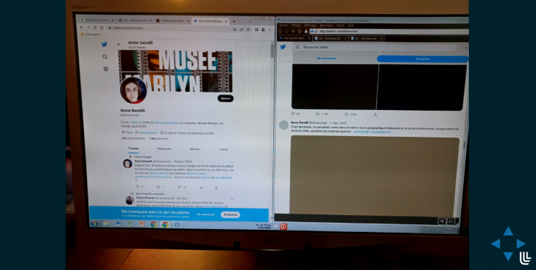 Respadon_Projet's tweet photo. Les travaux du colloque #webarchive #ResPaDon reprennent avec une communication intitulée "Archiver le web littéraire. Défis méthodologiques et conceptuels" par @servanne_m (#CELLF, @LettresSorbonne) et @nicolasauret (@UnivParis8, #Paragraphe)
#marilyneverywhere https://t.co/AqYe5lMNMD