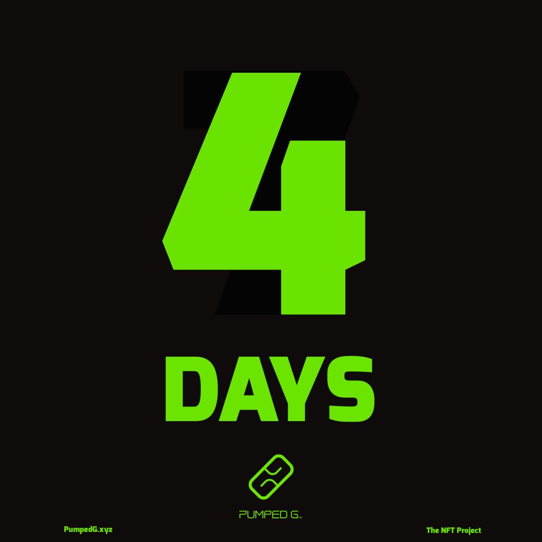 Dear Pumped G members! 

We had to postpone the mint date to 04/09, due to some minor technical difficulties. 

Prices will be as follows: 
OG-$40 (ETH)
G-List- $50 (ETH)
1st. 24 hrs of Public (04/10-04/11)- $60 (ETH)
2nd. 24 hrs of Public (04/11-04/12)- $70 (ETH)
Then $85 (ETH)