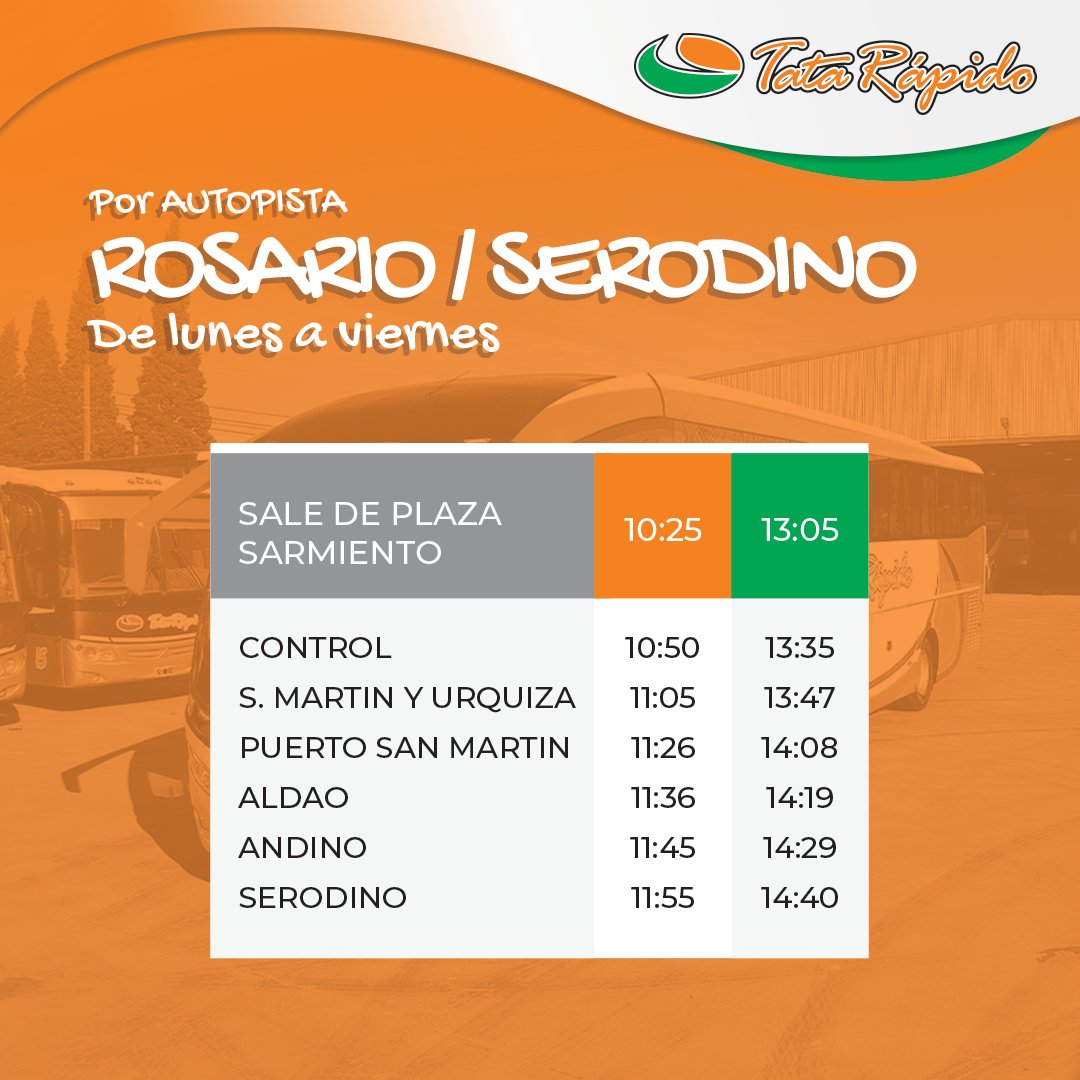 tatarapidook's tweet photo. ℹ️ Línea #SERODINO - #ROSARIO por Autopista.
Nuevos horarios a partir del LUNES 10 DE ABRIL. https://t.co/9vpAM7SBqc