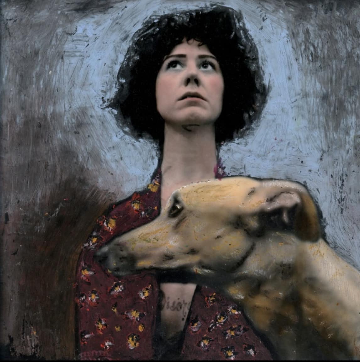 _R__'s tweet image. Chuli Paquin  e Dafne hanno chiesto di essere in un quadro di Modigliani // 2023 //  colori ad olio su fotografia in bianco e nero #erresullalunachulipaquin