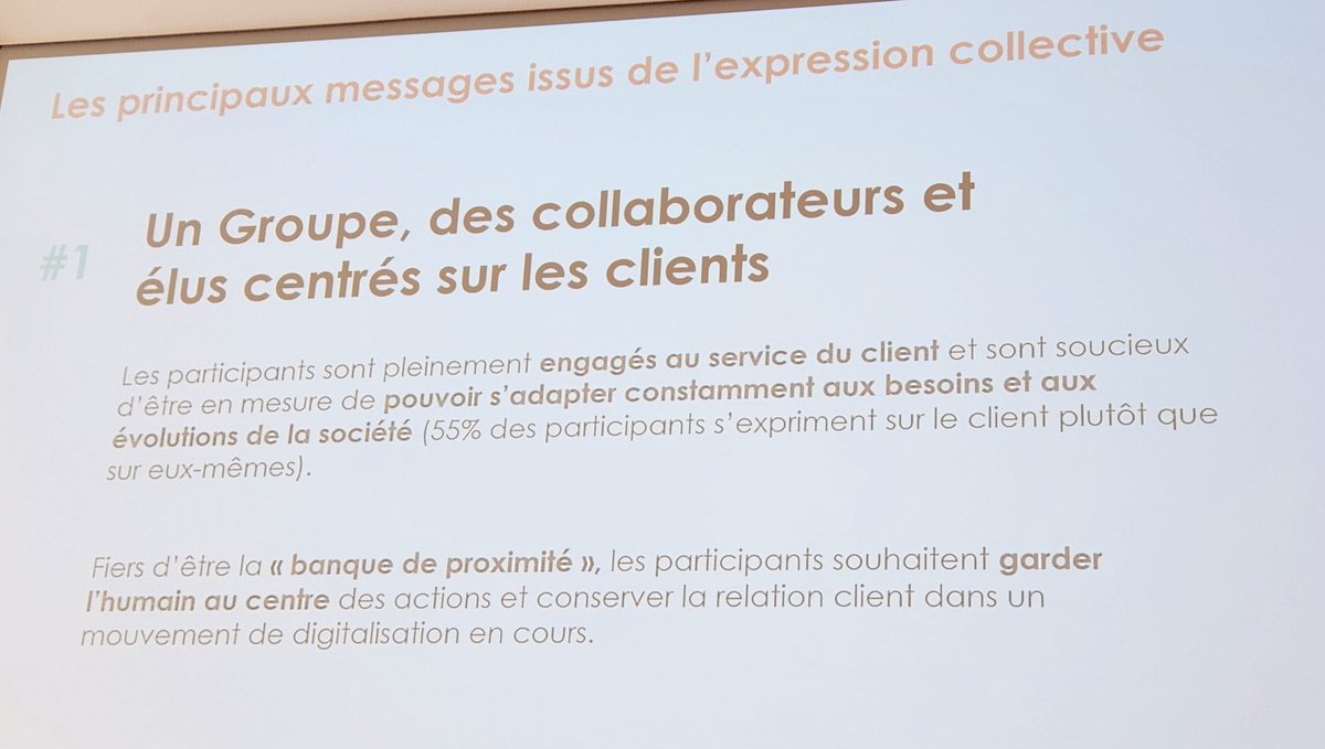 Restitution de la consultation sur le futur plan stratégique de <a href="/CreditMutuelAF/">Crédit Mutuel Alliance Fédérale</a>, en collaboration avec @bluenove :
"Un groupe, des collaborateurs et élus mutualistes centrés sur les clients et sociétaires.
Fiers d'être la banque de proximité qui garde l'humain au centre"