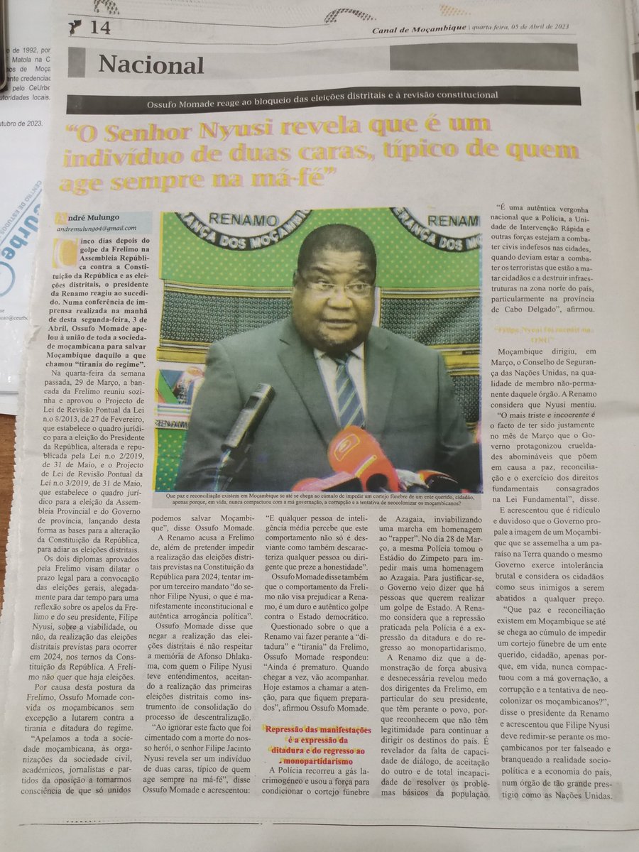 andreChamboco's tweet photo. Este é Ossufo Momade. É o presidente do maior partido da Oposição em Moçambique. Contudo ele de maior e de oposição, não tem nada. É um mero repetidor, e inerte. Desde que ascendeu à presidência do partido só engordou a custa do DDR. De ideial de uma oposição, zero! https://t.co/DfmvrVrDG1