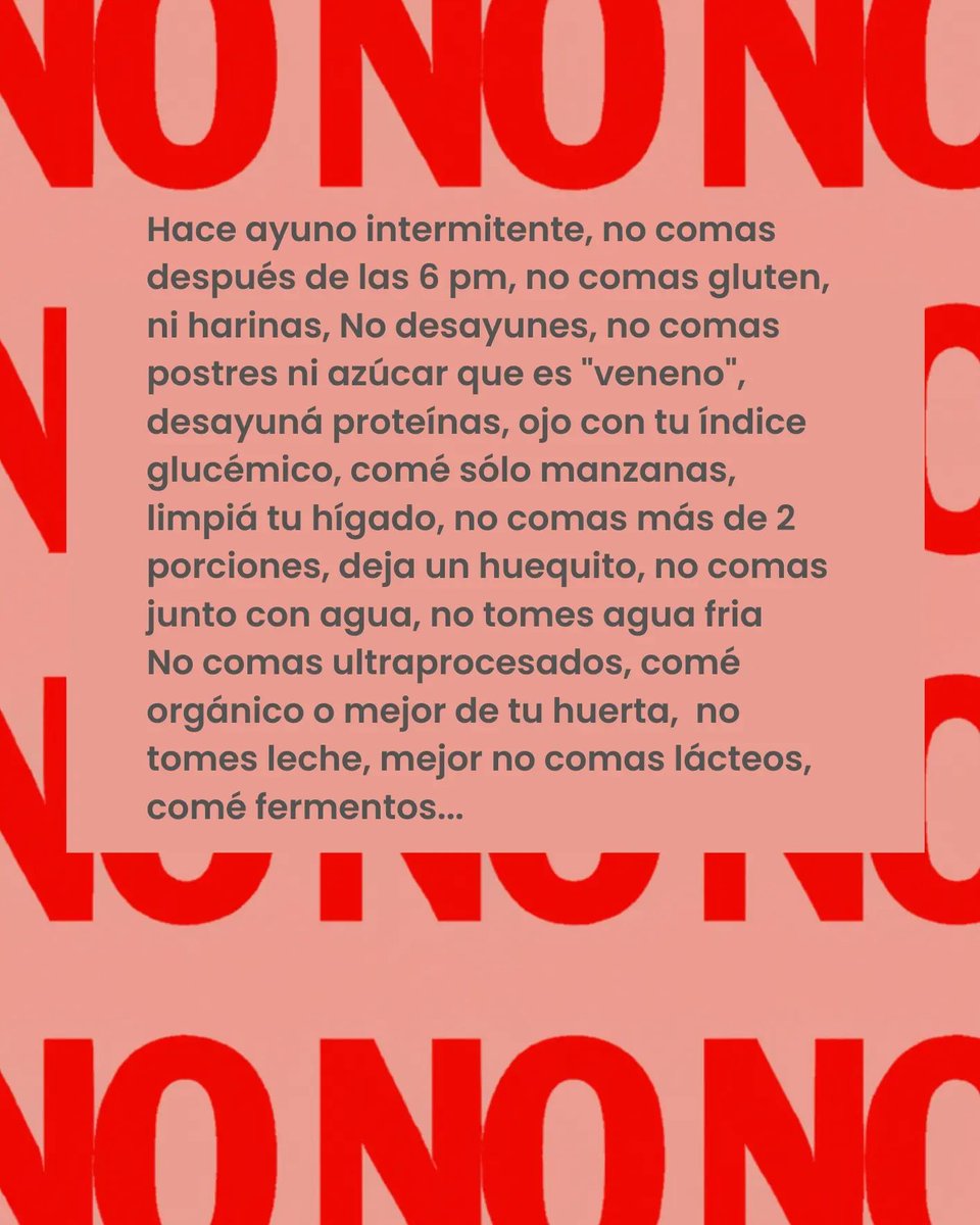 Chopacasti's tweet photo. #bastadereglas
Comer es simple, solo que vamos perdiendo la habilidad. 
Nos dicen que nuestro cuerpo está mal, que lo tenemos que modificar y empezamos a buscar soluciones externas y reglas alimentarias que nos ayuden a lograr algo imposible e innecesario. 

Abrí la agenda de abr https://t.co/mRZzQ4uBHD