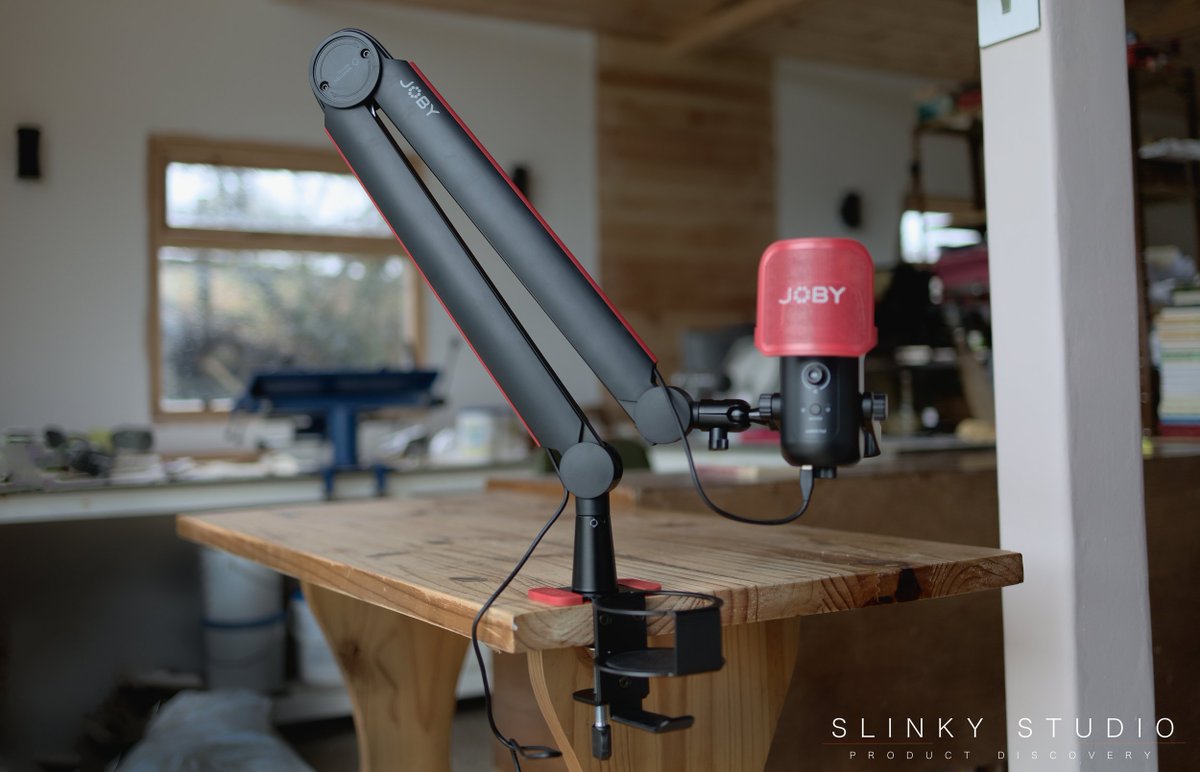 SlinkyStudio's tweet photo. A sturdy construction, quiet operation, easy-to-use universally compatible design and wide range of motion - #Joby Wavo Boom Arm Review https://t.co/jOsStedLaz https://t.co/i6mNQluGD3