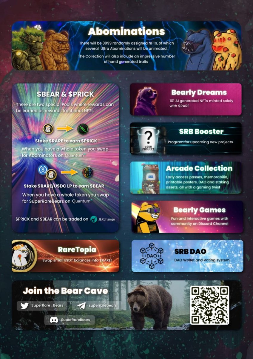 SuperRare_Bears's tweet photo. Just a glimpse of what the #SuperRareBears ecosystem offers. Always innovating, always building &amp; always bullish!

Find all the relevant 🖇️ here 
https://t.co/f0PRUEcN3T

LFG! 😵‍💫

$EGLD $RARE $HYPE https://t.co/P9ssVDiFZf
