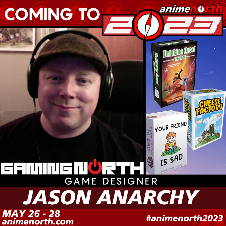 anime_north's tweet photo. #GuestAlert

We are excited to announce that game designer Jason Anarchy (@DrinkingQuest) will be joining us for #AnimeNorth2023 and #GamingNorth – May 26 to 28 in Toronto!

For more info, go to https://t.co/8Dhzo79bco https://t.co/ejJV8uj5DH