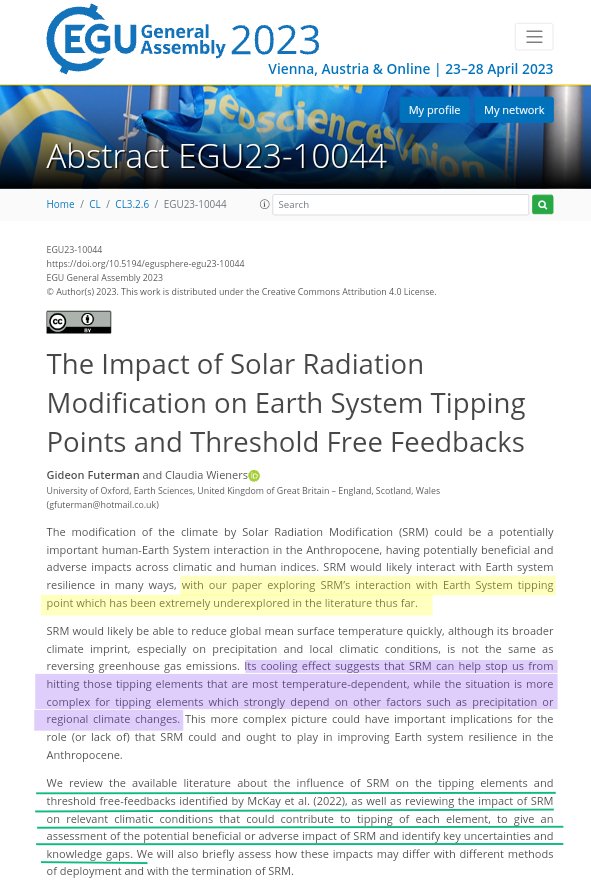 geoengineering1's tweet image. A new study led by @GFuterman review the available literature about "the Impact of Solar Radiation Modification on Earth System Tipping Points and Threshold Free Feedbacks."

Learn more ➡️ rb.gy/qoowt

#SRM 
#SolarRadiationModification