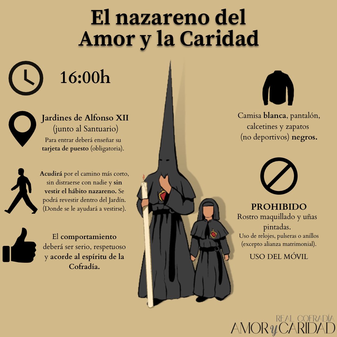 AmoryCaridad's tweet image. ❤️‍🔥#AmoryCaridad23|| Normas de obligatorio cumplimiento para los nazarenos y acólitos participantes de la procesión penitencial.

#CofradiasMLG
#barriodelavictoria