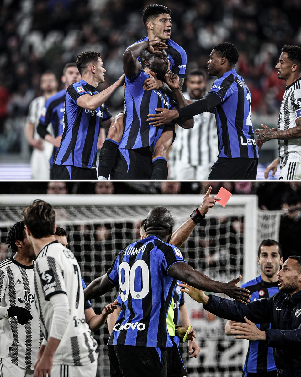 ESPNFC's tweet photo. Romelu Lukaku celebrated his 95th minute equaliser right in front of Juventus' fans, who had directed racist chants at him earlier in the game.

The Inter forward was shown a second yellow card and then sent off for the gesture. https://t.co/7ECi36qgBq