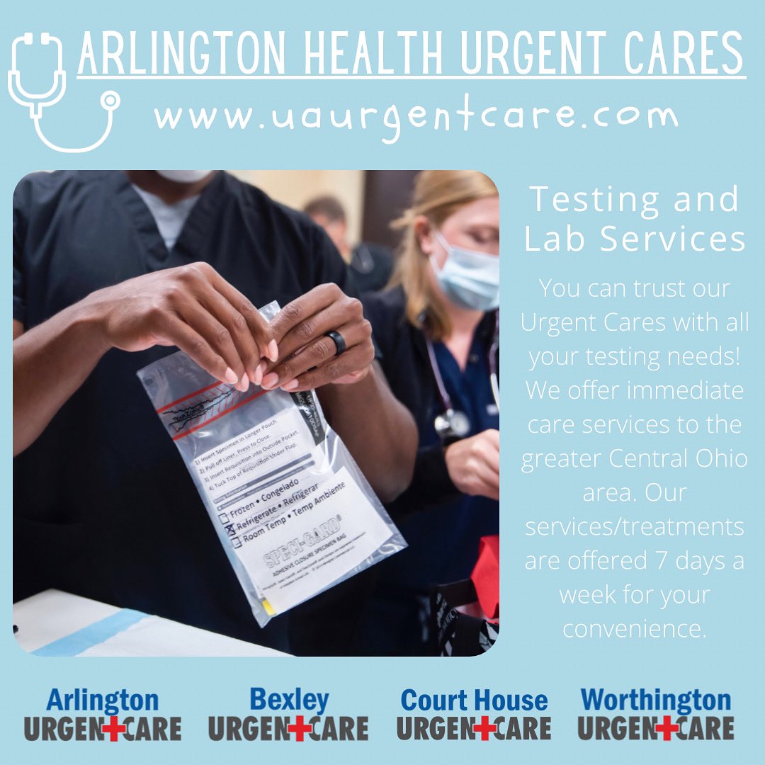 You can trust our #UrgentCare with all your testing needs.

Testing &amp; Lab services we offer:
🔹CLIA waived laboratory assays, including Strep, Flu, Mono, Pregnancy and RSV
🔹Novel Coronavirus (COVID-19)
🔹IV fluid
🔹Alcohol testing
🔹Breathing treatments

#ohiourgentcares