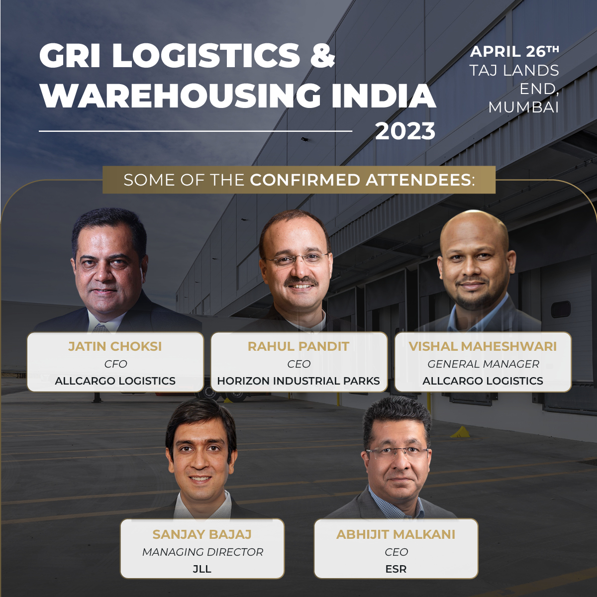GRI_Institute's tweet photo. Industry leaders from the Indian Logistics &amp; Warehousing sector will gather at the Taj Lands End in Mumbai on April 26th for a series of discussions covering infrastructure opportunities.
🔗Learn more and register today: https://t.co/pfS6m00VNa 
#griclub #india #logistics #event https://t.co/AdXIj92v6U