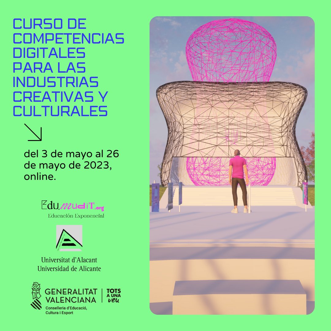 mudit_org's tweet photo. https://t.co/jX3oHfLgFV organiza para la Universidad de Alicante @UA_Universidad , el primer curso de competencias digitales para las ICCS, del 3 de mayo al 16 de mayo de 2023. INSCRIPCIONES: 
  https://t.co/TYH1ChWc4H
No te lo pierdas💯
#educacion #competenciasdigitales https://t.co/3gNKvOb8QN