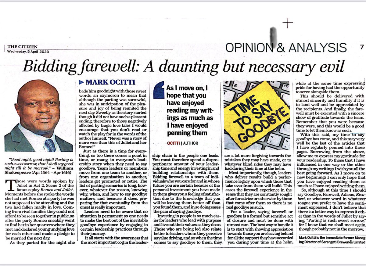 Bidding farewell:A daunting but necessary evil