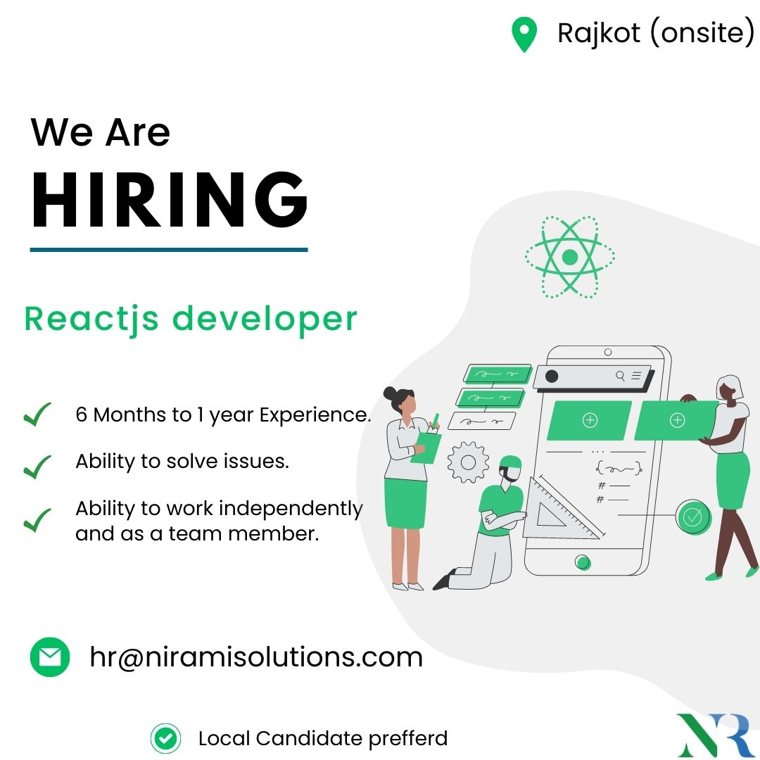 NiramiSolutions's tweet image. ⚠Attention⚠ all talented #ReactJS developers: we're on the hunt for your expertise.
We are currently actively seeking those who are passionate and experienced in React JS development.
Nirami Solutions is #hiring an experienced #ReactJsdeveloper
#hiringurgently #rajkotjobs