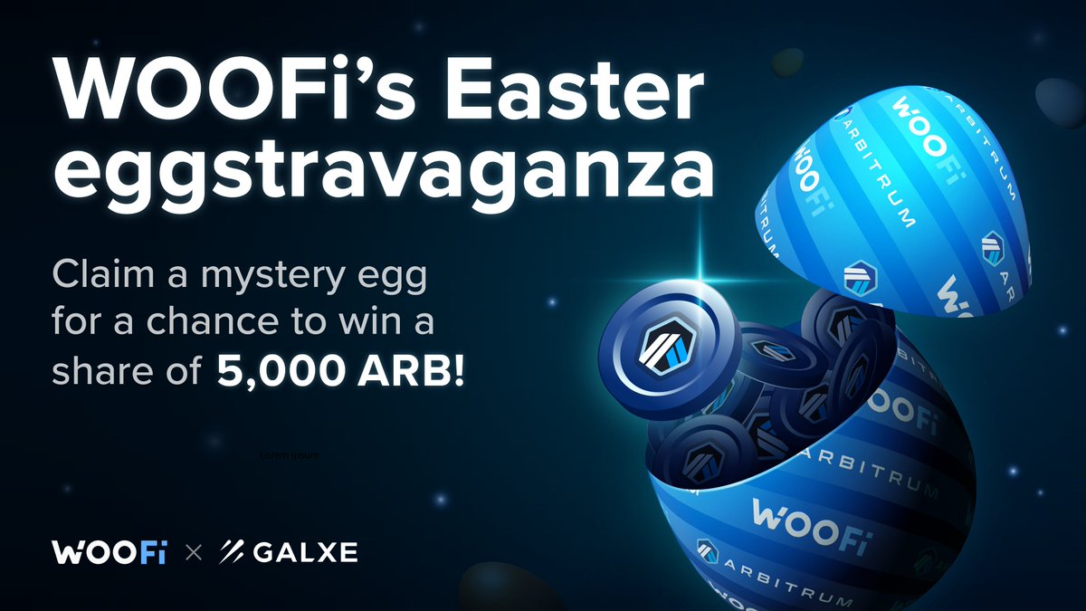 Unleashing WOOFi's Easter eggstravaganza - powered by <a href="/Galxe/">Galxe</a>

- 15,000 mystery eggs 🐣
- 5 different rarities 🥉🥈🥇💠💎
- 1 shot to win your share of 5,000 $ARB 💰

Eggs are first come first served, so make sure to snag yours before they're all gone: galxe.com/woonetwork/cam…