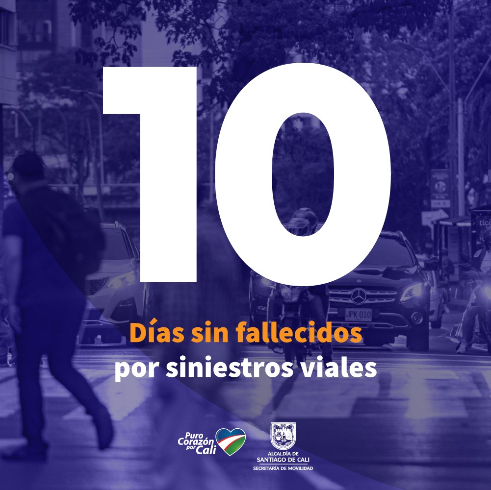 MovilidadCali's tweet photo. ¡Las vías de Cali llevan 1️⃣0️⃣ días consecutivos sin víctimas fatales por siniestros viales! 🥳

Además, destacamos que completamos 2️⃣5️⃣ días sin peatones fallecidos. Eso es generar una #MovilidadParaLaVida. 🫶

#CaliTeQuiere💙❤️💚
@AlcaldiaDeCali @JorgeIvanOspina @ansvcol https://t.co/lcHdsmF5QB